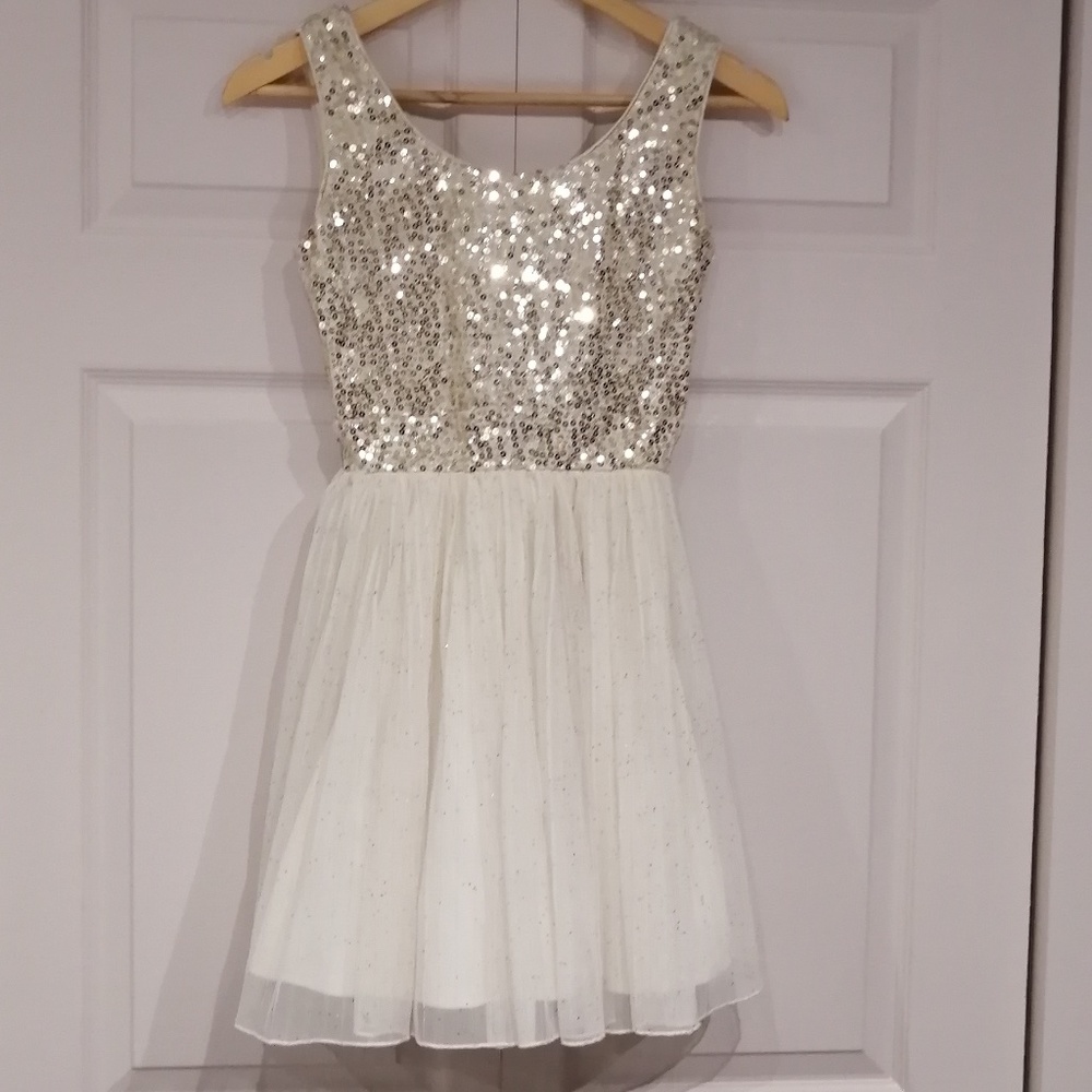AS U WISH Sparkly Sequin Tulle Cut Out Dress NWOT